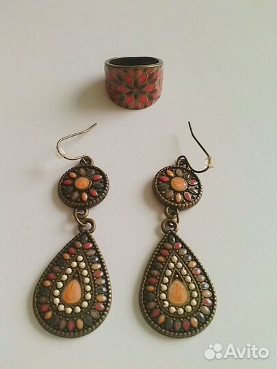 Комплект-кольцо и серьги