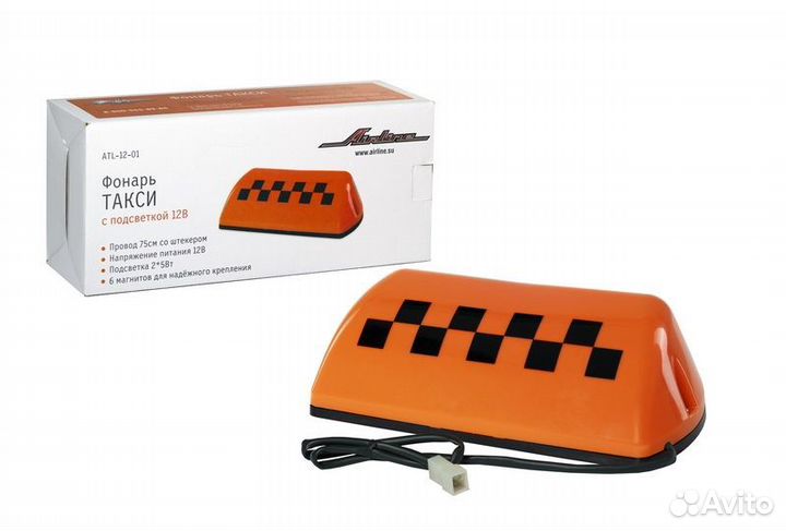 Знак такси с подсветкой 12в (atl-12-01)