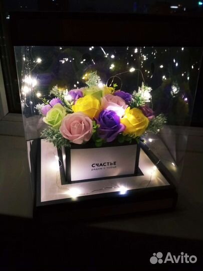 Букет-светильник из мыльных роз на подарок