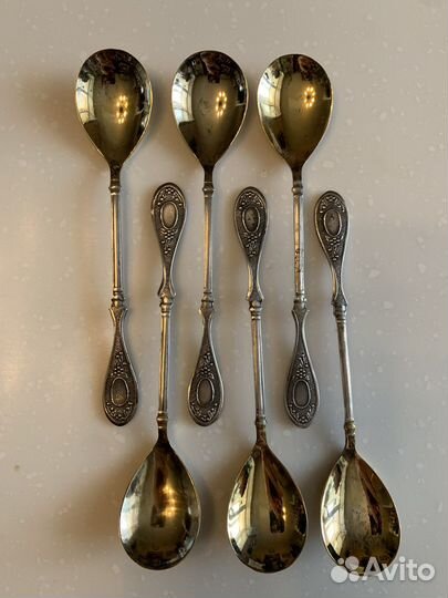 Эксклюзивные ложечки Мельхиор с позолотой