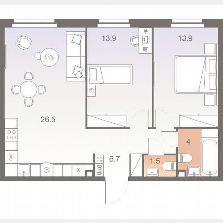 2-к. квартира, 66,5 м², 27/28 эт.