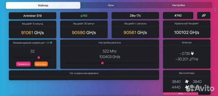 Прошивка AntMiner S19 Hydro 184Th