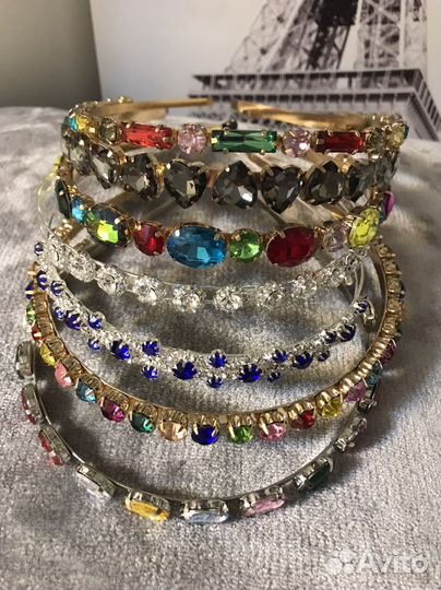 Ободок для девочек праздничный разноцветные стразы