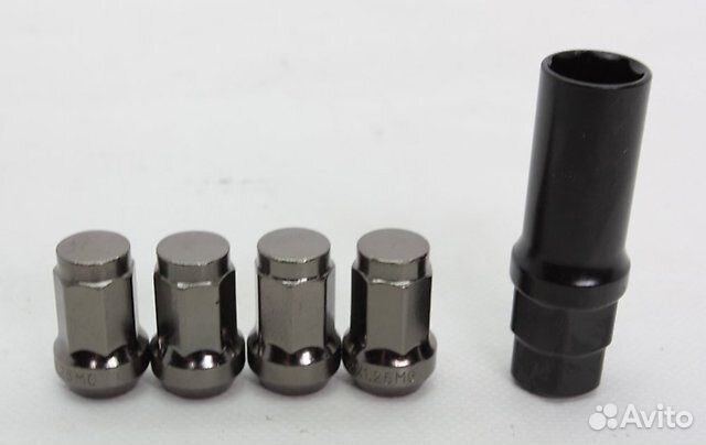 Комплект секреток 4шт. + ключ M12-1.25 графит