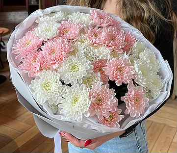 Букет из бело-розовых Хризантем. Цветы с Доставкой