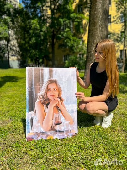 Портрет по фото на холсте