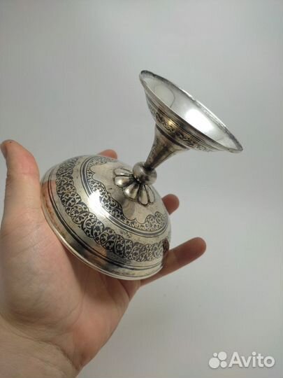 Серебряная конфетница мороженница СССР серебро