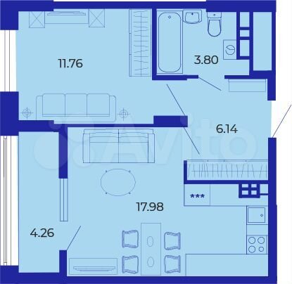 1-к. квартира, 43,9 м², 10/19 эт.