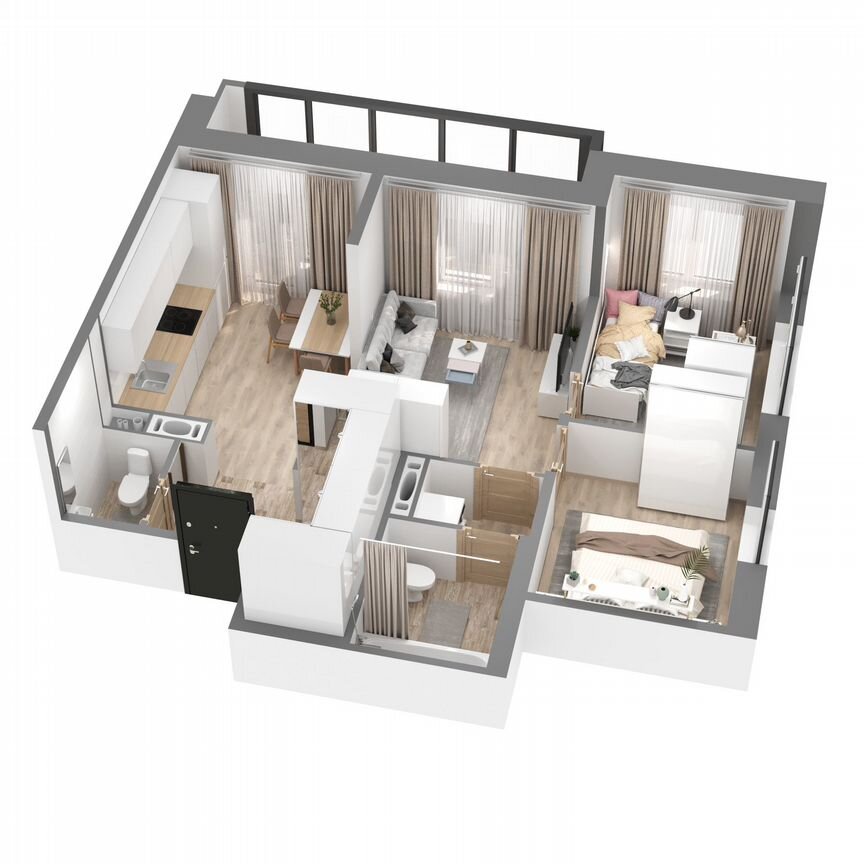 2-к. квартира, 56,6 м², 14/23 эт.