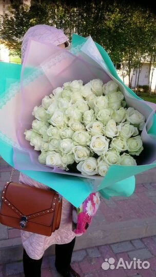 Белые розы букет гигант Доставка Челны