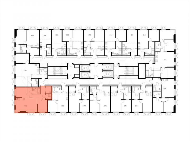 2-к. квартира, 59,9 м², 22/30 эт.