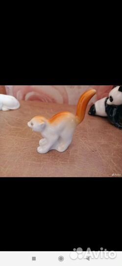 Фарфоровые статуэтки кошка СССР