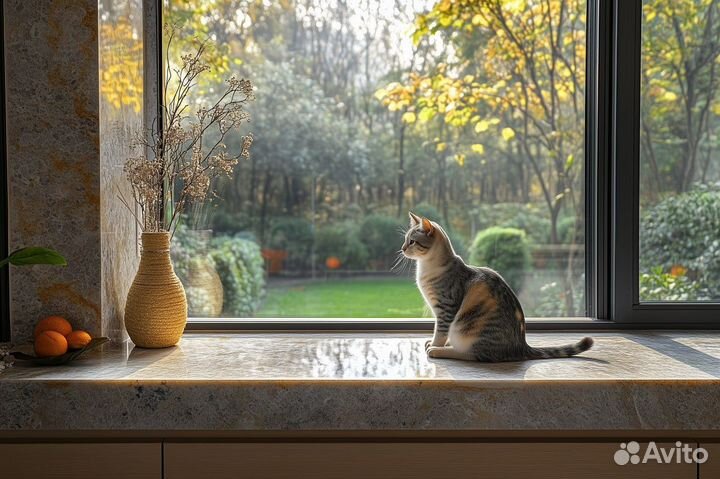 Подоконник из камня с монтажом. Замер