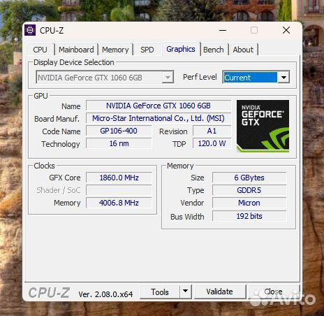Видеокарта MSI GeForce GTX 1060 6GT OCV1