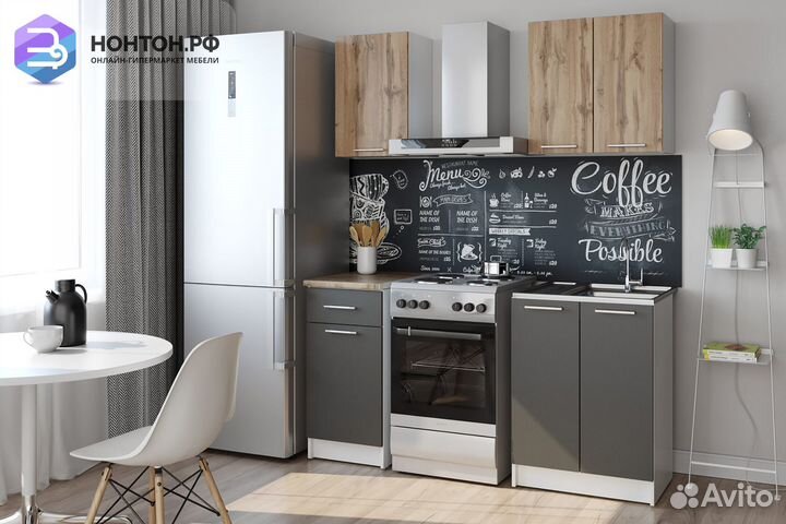 Кухня Ника серый графит / дуб вотан
