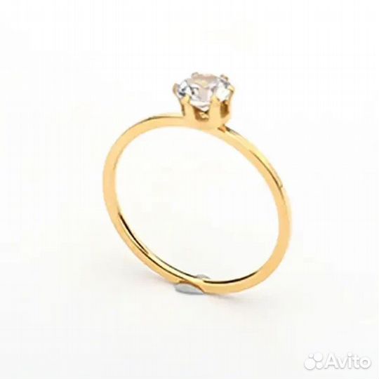 Кольцо стальное с напылением золотом и фианитами