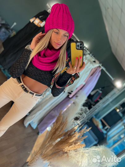 Комплект шапка, шарф, цвет розовый