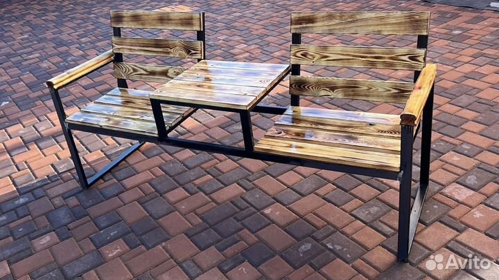 Скамейка садовая со столиком