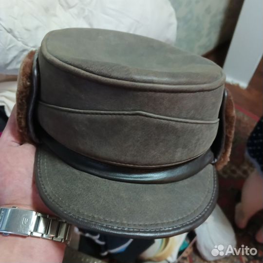 Мужская зимняя кепка из кожи