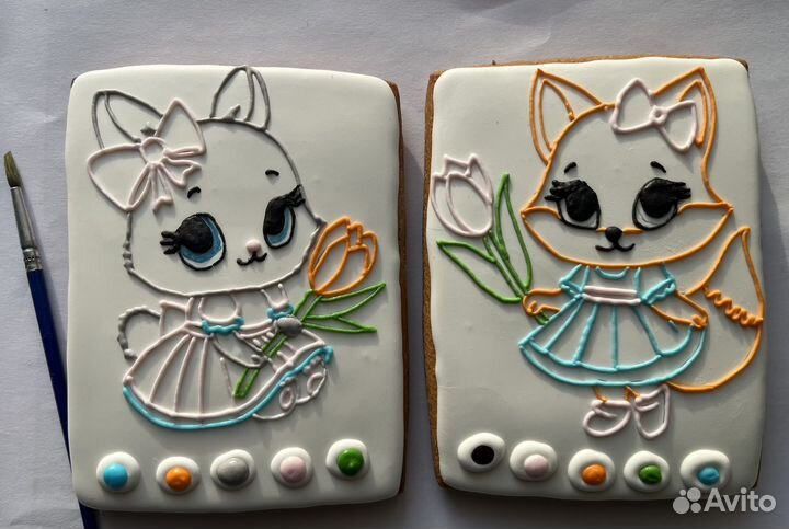 Имбирный пряник- раскраска к 8 Марта