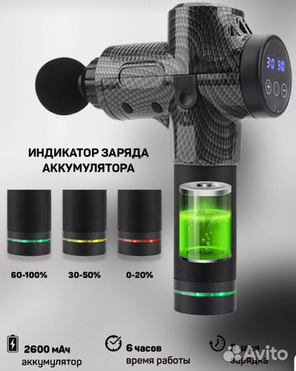 Перкуссионный массажер для тела 25,2 v