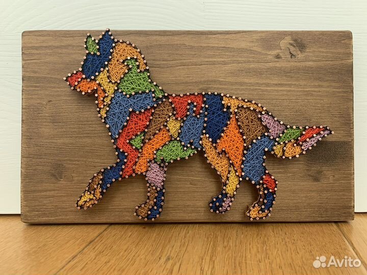 Картина в технике стринг-арт «Собака хаски»