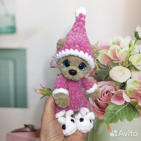 Вязаные игрушки ручной работы мишка, пандочка