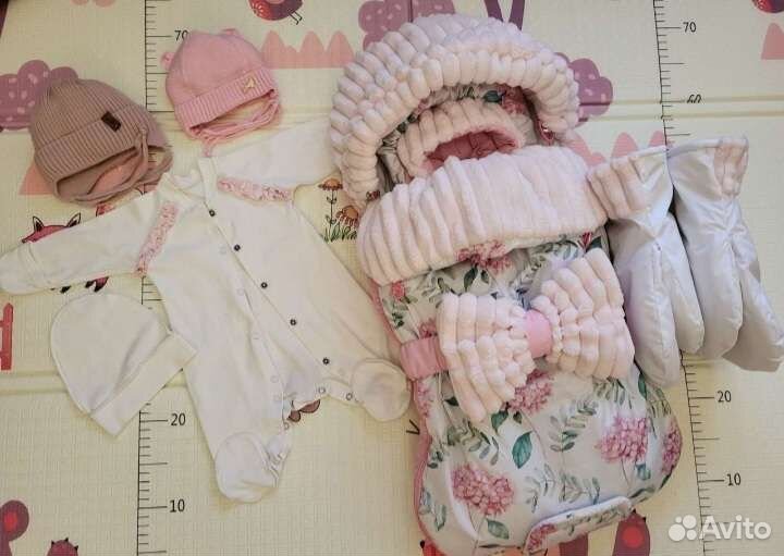 Комплект конверт на выписку для девочки