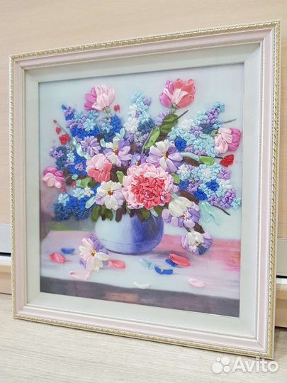 Картина лентами, новая, в раме, 4042 см