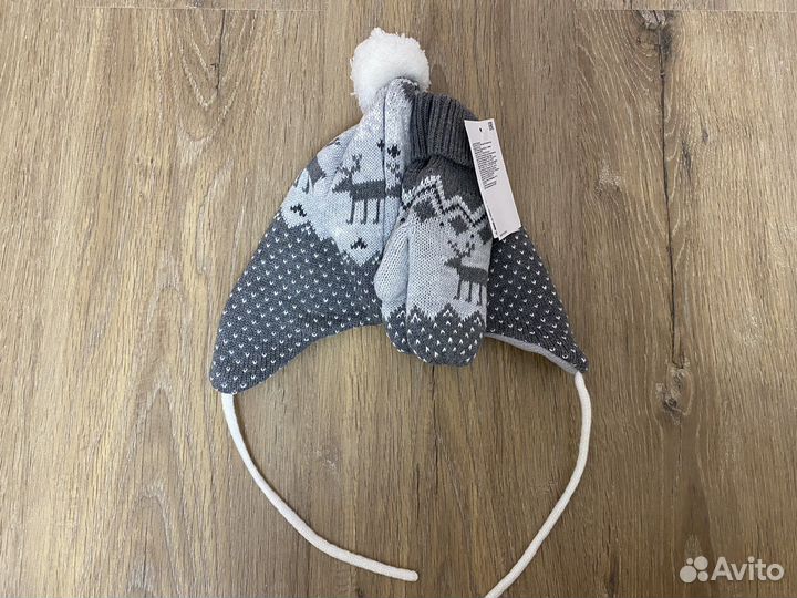 Шапка и варежки H&M (44-46 см)