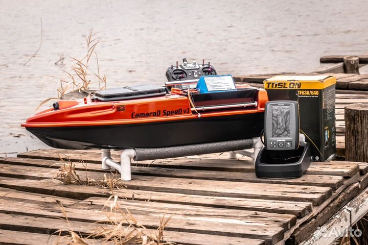 Прикормочный кораблик с автопилотом, эхолотом,25А