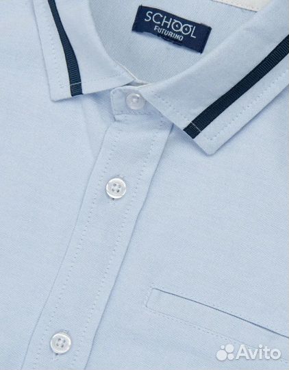 Голубая рубашка на 128-134