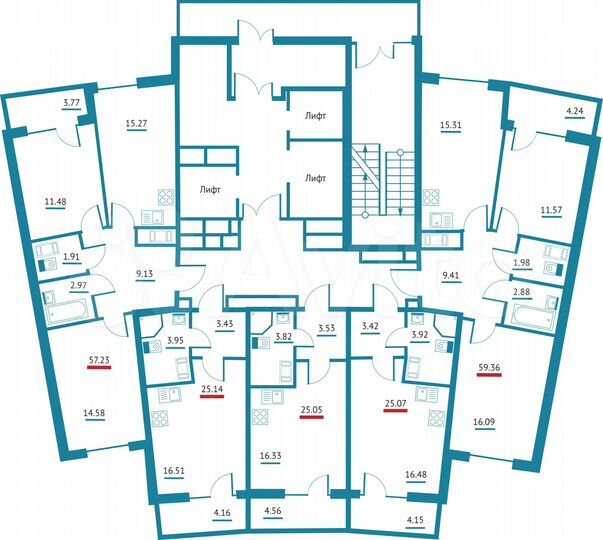 Квартира-студия, 25,1 м², 4/22 эт.