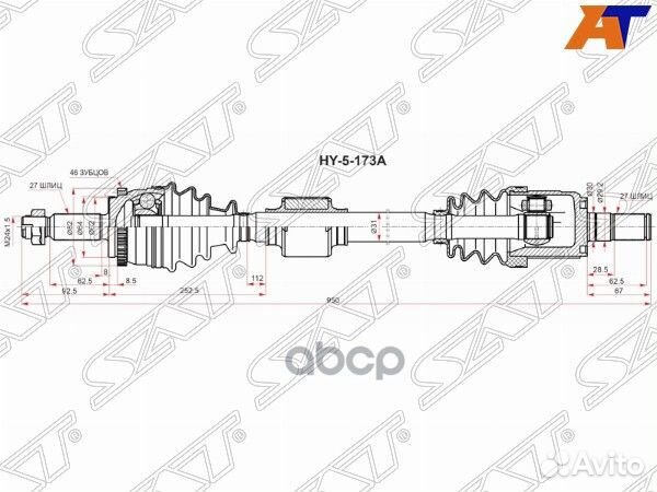 Привод в сборе RH hyundai creta 1,6 АКПП 15- 2W