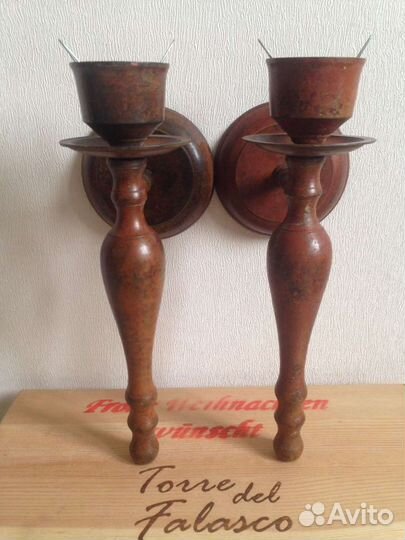 Пара старинных настенных подсвечников