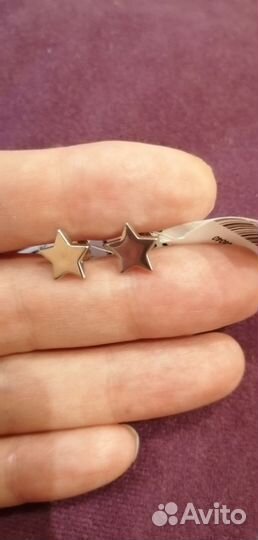 Серьги звездочки, серебро 925