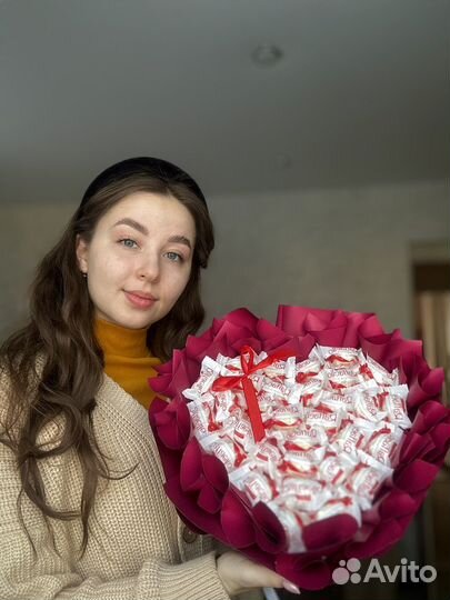 Сладкая валентинка, сердце букет на 14 феврал