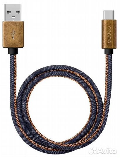 Кабель Deppa Jeans USB - USB Type-C, синий (RU)