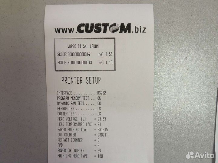 Продам чековый принтер Custom VKP-80 II