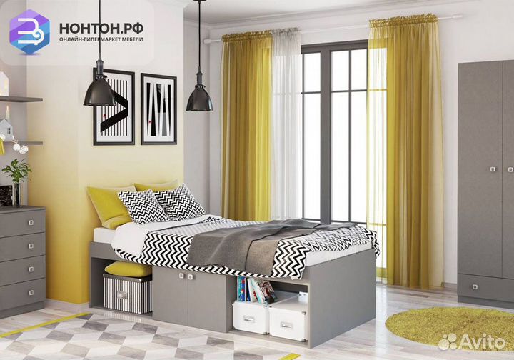 Кровать детская Polini kids Simple 3000 Н с нишами