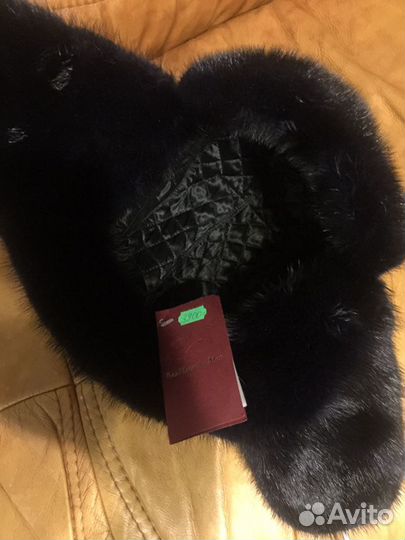 Шапка, Норка, Кожа.Унисекс 57р