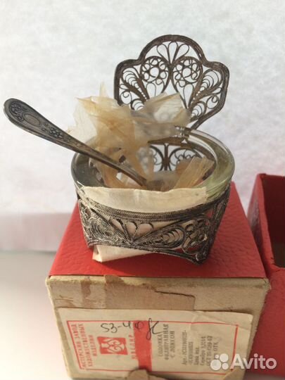 Солонка филигранная с ложкой