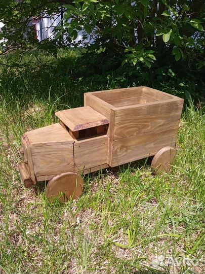 Деревянное кашпо машина,мотороллер для сада