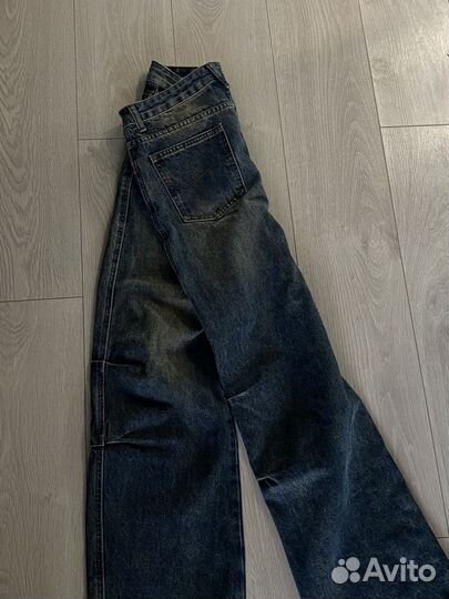 Джинсы широкие с высокой посадкой, винтаж, у2к