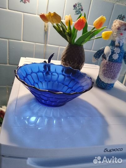 Ваза тарелка цветное стекло