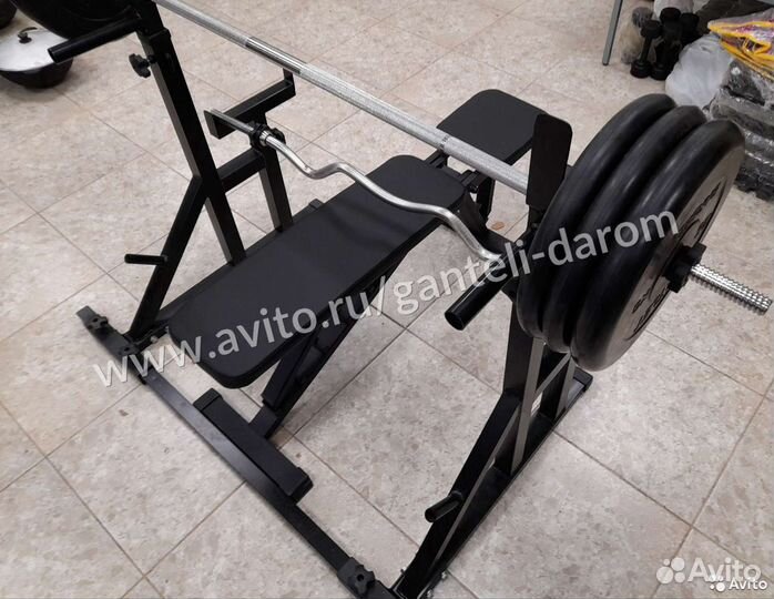 Силовой набор:штанга,стойка-скамья,гриф кривой