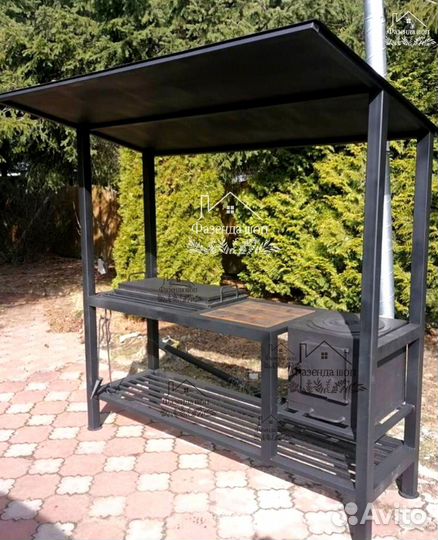 Мангал лофт с печью под казан