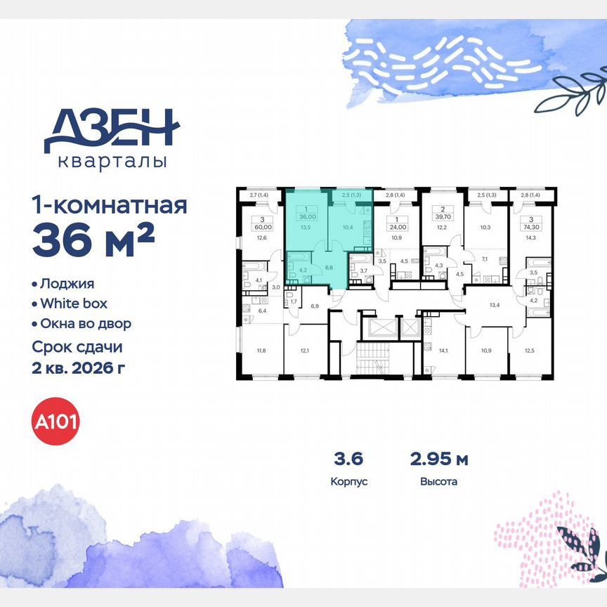 1-к. квартира, 36 м², 9/12 эт.