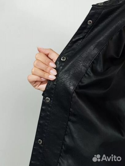 Кожаная куртка рубашка удлиненная