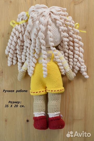 Мягкая игрушка кукла ручной вязки